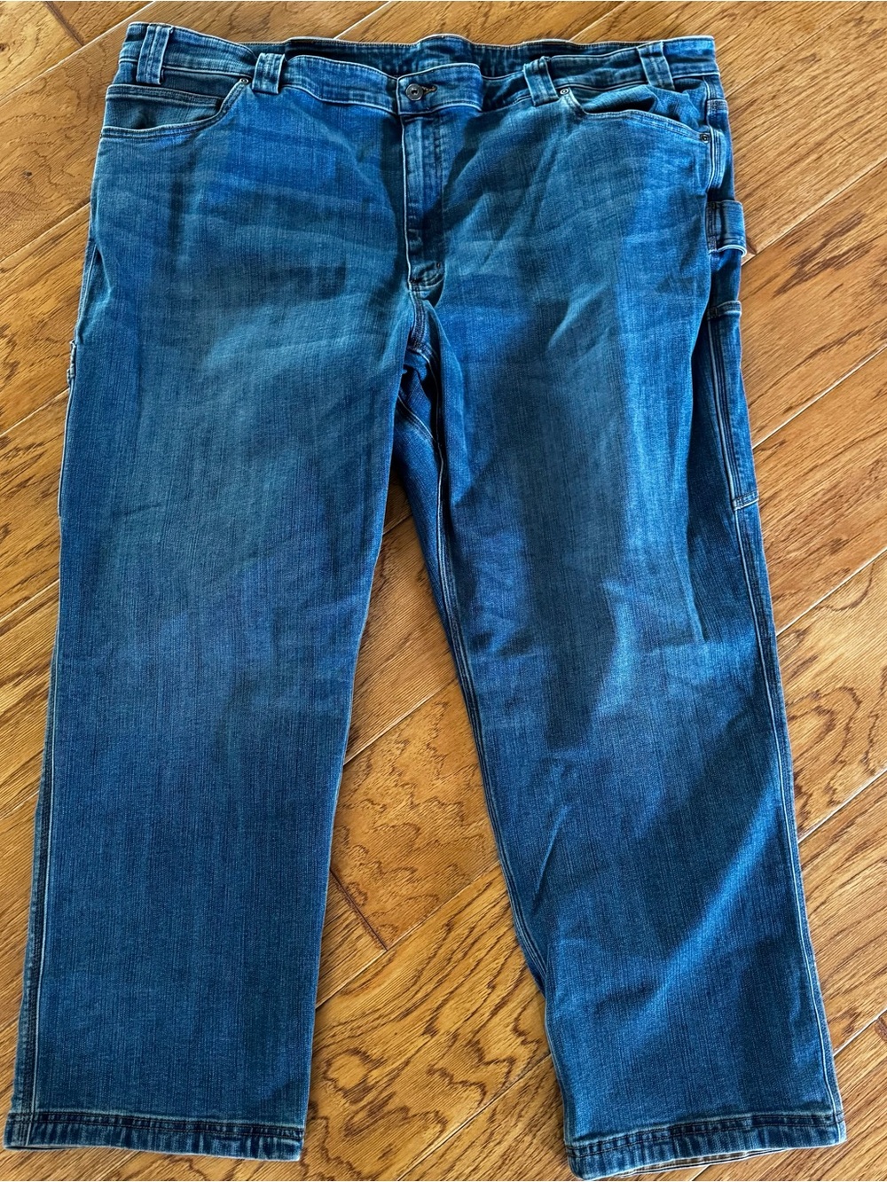 Duluth Trading Ballroom Double Flex Jeans Mens 46x30 Med Wash Relaxed Fit Work